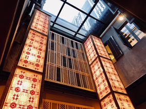 Nice interior. Tibetan inspired design at Ganglamedo Vegetarian Cuisine in Central Singapore