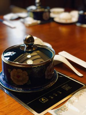 Beautiful hot pot at Ganglamedo Vegetarian Cuisine in Central Singapore