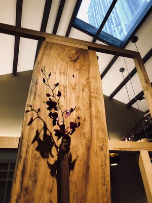 View out of the roof at Ganglamedo Vegetarian Cuisine in Central Singapore