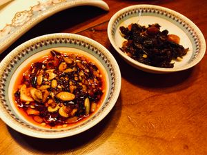 Five Nuts & Mushroom with peanuts. Perfect on its own or with vegetables. Waitress suggest stir frying it with rice at Ganglamedo Vegetarian Cuisine in Central Singapore