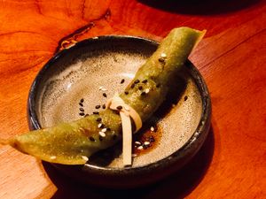 Handmade Pancake (Spinach). This wasn’t vegan at Ganglamedo Vegetarian Cuisine in Central Singapore