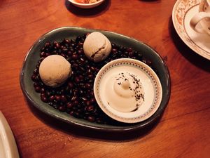 Sesame Mochi Bread and Mayonnaise (definitely not vegan) at Ganglamedo Vegetarian Cuisine in Central Singapore