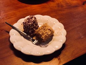 Winter Pumpkin Glutinous Rice Cake, Coated with Cereal Confetti at Ganglamedo Vegetarian Cuisine in Central Singapore