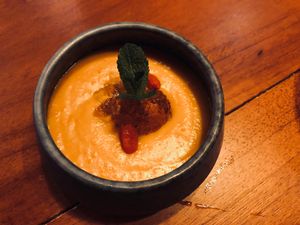 Peach Gum with Golden Paste and Wolfberry  at Ganglamedo Vegetarian Cuisine in Central Singapore