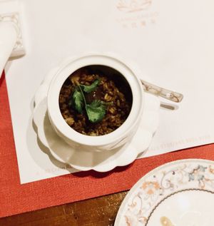 Truffle Steam Rice in Aberdeen Cup. at Ganglamedo Vegetarian Cuisine in Central Singapore