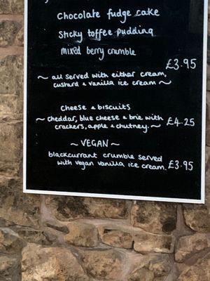 Vegan desert 
Crumble with vegan ice cream  at The White Hart in Cheddar