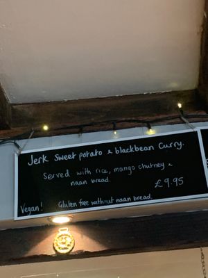 Vegan option 
Curry with naan  at The White Hart in Cheddar