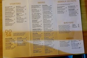 Dinner menu ~ June 2018 at Kathakali in New Plymouth