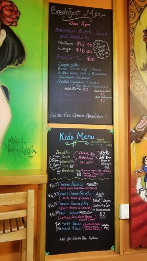 Breakfast & kids menu ~ June 2018 at Tesoro Fresh Mex in New Plymouth