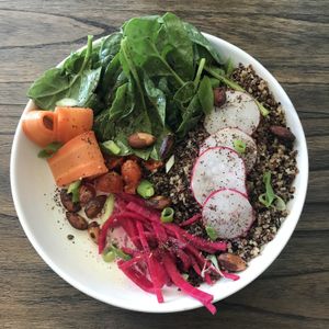 Warm quinoa bowl at Y'not Organic in Pismo Beach