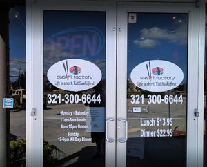 front door information at Sushi Factory in Melbourne