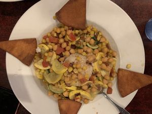 squash with rice and garbanzo beans at City Limits Brewing in Wallace