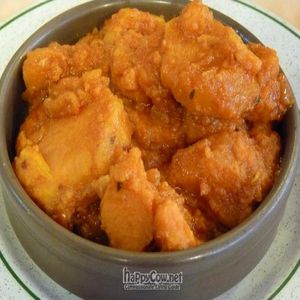 Sweet potatoes with red peppers at Vegetariano in Bilbao