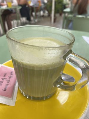 Matcha latte with almond milk at Nicolau Lisboa in Lisbon