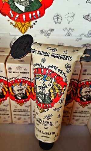 Vegan tattoo aftercare.

Photo by: Trgovina Krajček on Facebook at Trgovina Krajček in Kranj