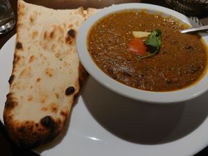 Dal Japiur (vegan version) with naan. at Jaipur in Innsbruck