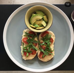 Hummus tomato toast  at Baobab Juice & Smoothie Bar in Port Elizabeth