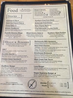 Menu  at Dunedin Brewery in Dunedin
