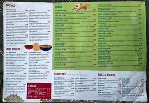 menu 1 at Anand Sweets in Leeds