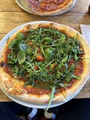 Vegan sujuk pizza  at Stefanos Pizzabar in Copenhagen