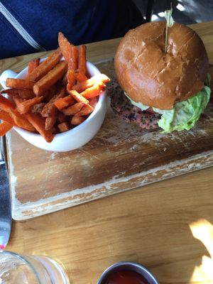 Veggie burger - for vegan order without cheese and different bread at Clearwater Restaurant in Newport