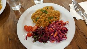 Dhal and salad at Amrutha Lounge - Earlsfield in South West London