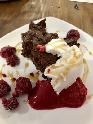 Chocolate and raspberry brownie at Amrutha Lounge - Earlsfield in South West London