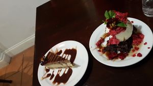 Coffee cheesecake and brownie at Amrutha Lounge - Earlsfield in South West London