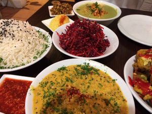 Curries, rice and slaw at Amrutha Lounge - Earlsfield in South West London