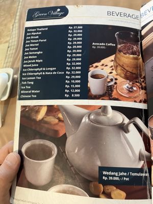 coffee menu  at Green Village in Jakarta