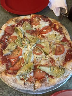 “Healthy pizza” with vegan cheese addedd  at Napoli Pizzeria in Vacaville