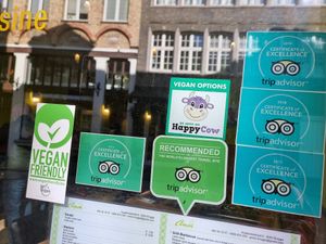 Happy Cow sticker which I had dropped in some years ago 😉 at Amon in Bruges