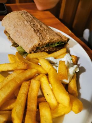 Vegan seitan sandwich at El Limon in Tenerife
