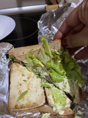Inside the tofu sandwich  at El Limon in Tenerife