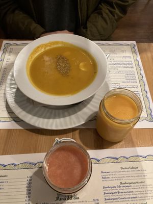 Banana soup and juices  at El Limon in Tenerife