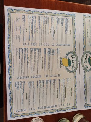 The spanish menu at El Limon in Tenerife