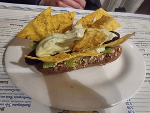 Mexican hot dog, made vegan at El Limon in Tenerife