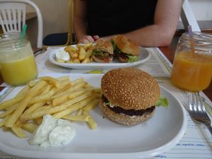 Bocata with fries and burger with fries at El Limon in Tenerife
