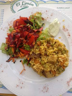 Seitan rice stir fry at El Limon in Tenerife
