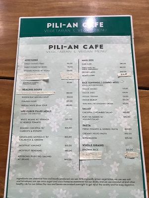 Menu at Pilian Cafe & Vegie Resto in Cagayan De Oro