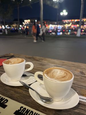 oat milk cappucinos  at 11 Coffee in Hoi An