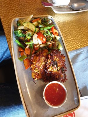 Reiberdatschi with vegetables at Park Cafe in Traunstein