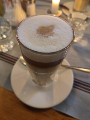 vanilla latte with oatmilk at Park Cafe in Traunstein