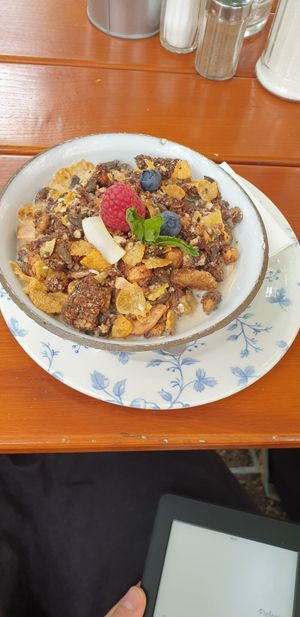 Vegan granola with oatmilk at Park Cafe in Traunstein