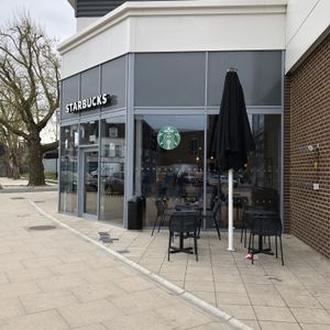 Outside seating  at Starbucks in Rochester