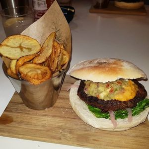 Vegan burger with Guac and Vegan Cheese, best I've ever eaten, anywhere!! at NicPic in Malaga
