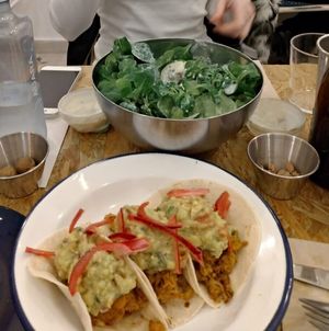 Vegatacos y ensalada con queso vegano azul, muy muy rico todo  3 at NicPic in Malaga