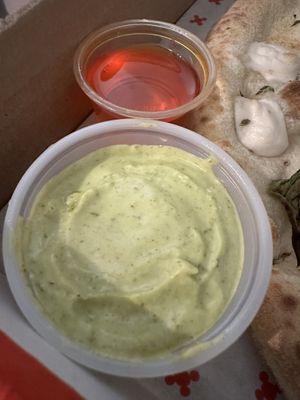 Chili oil, green goddess dip   at Pizzeria Libretto in Toronto