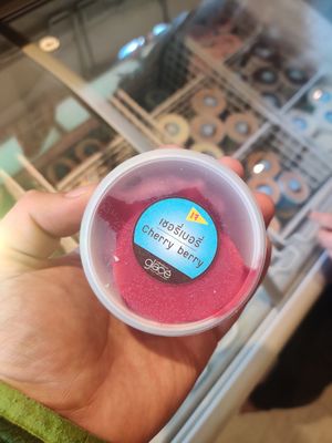 Labelled vegan sorbet at Farmhouse in Ranong