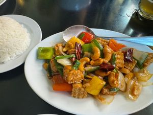 Cashew tempeh stir fry  at Farmhouse in Ranong